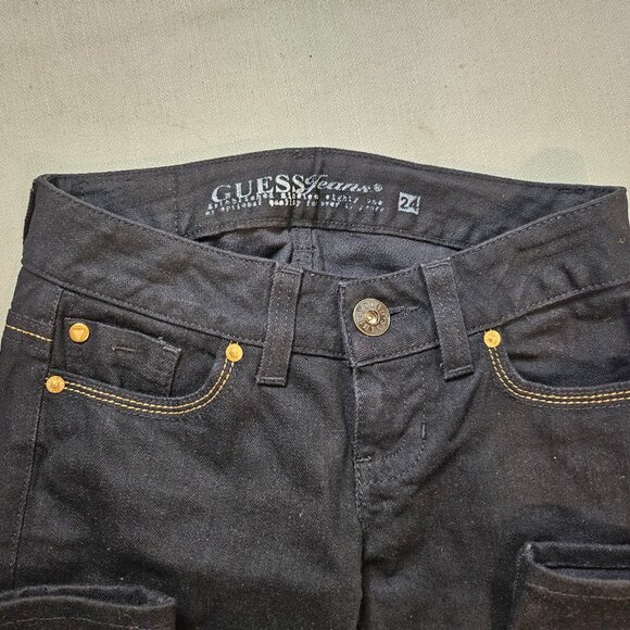 Guess Women's Low Rise Black Boot Cut Jeans - Size 24 - Picture 2 of 8